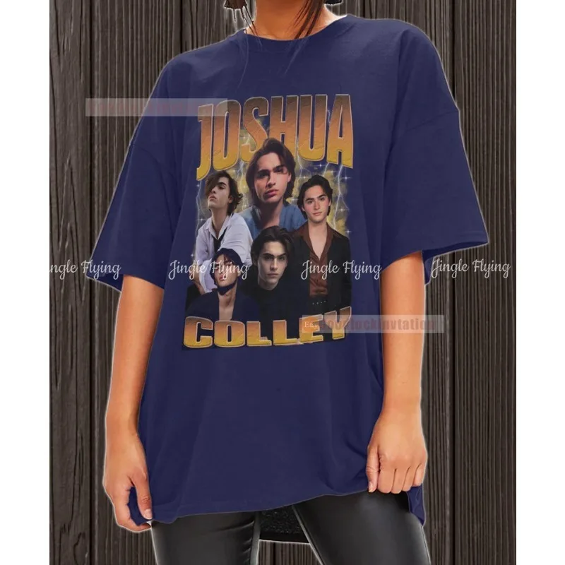 تي شيرت جوشوا كولي تي شيرت قطني عتيق برسومات التسعينيات للجنسين برقبة دائرية #3
