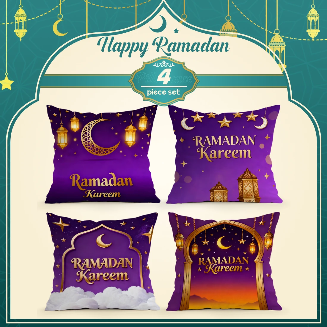 Ramadan star moon lanterns arch pattern Cushions Pillowcase Polyester Cushion Cover Throw Pillow Pillowcover Home Car Sofa Decor