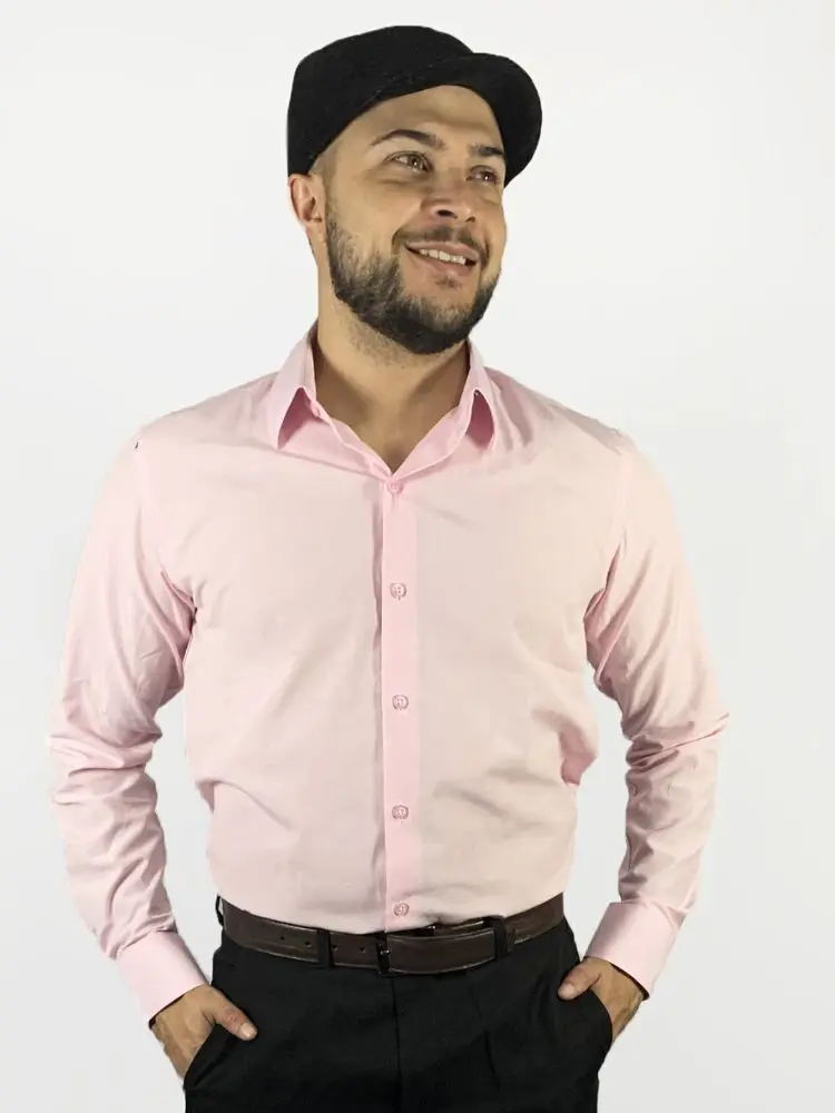 Pink Slim Long Sleeve Social Shirt