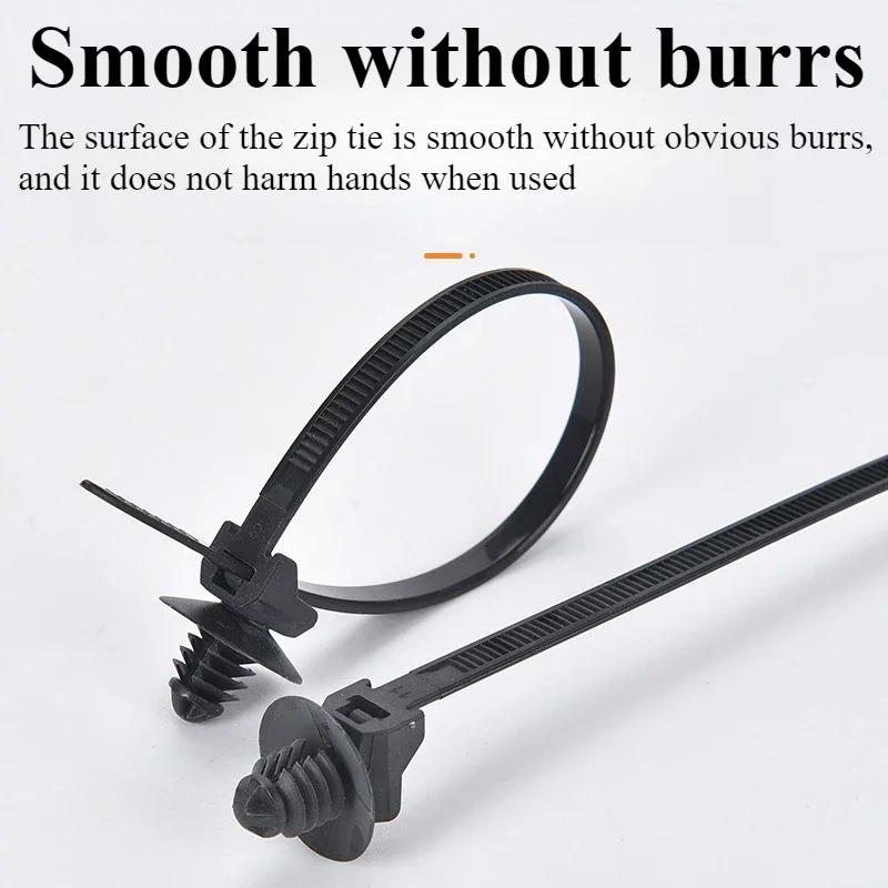 Car Nylon Tie Wrap Cable Fixed Fastener Clips  Strap Self-Locking Nylon Cable Ties Car Hose Fastening Zip