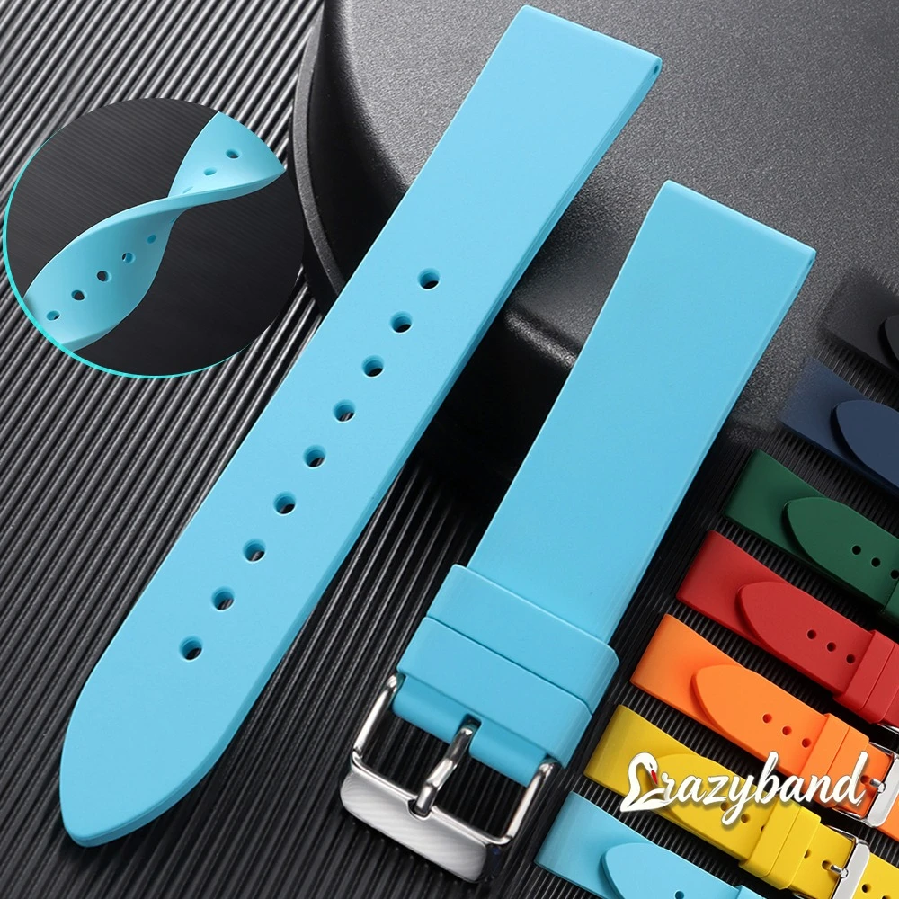 Silicone Watch Band 20mm 22mm Sport Soft Rubber Strap for Samsung Galaxy for Huawei Watch Universal Bracelet for Omega Wristbelt