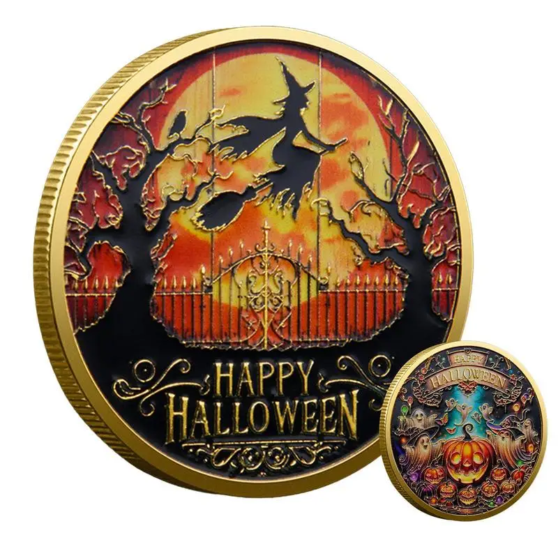 Happy Halloween Souvenir Sturdy Metal Gold Happy Halloween Coin Collectible Party Favor Creative Commemorative Coin