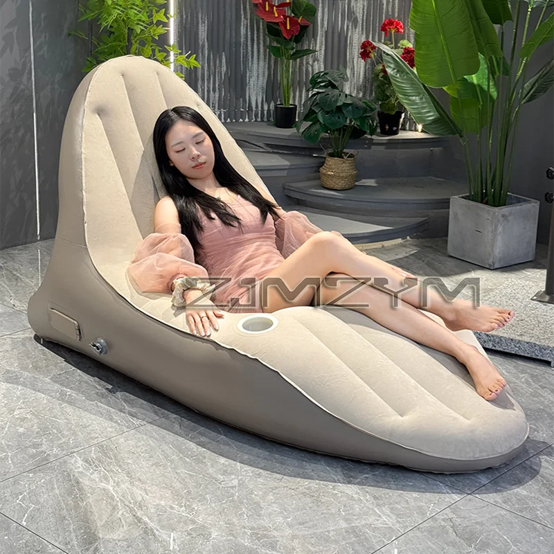Automatic Inflatable Bed,Large Lazy Inflatable Sofa Chair PVC Lounger Seat Bean Bag Sofas Pouf Tatami Living Room Supply Camping