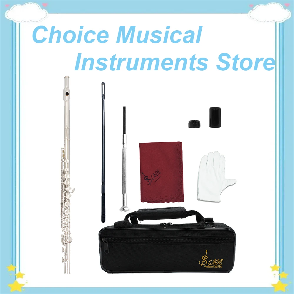 

SLADE 16 Closed Holes Flute C Flat Flute Concert Performance Flute with E key Professional Woodwind Instruments Transverse Flute