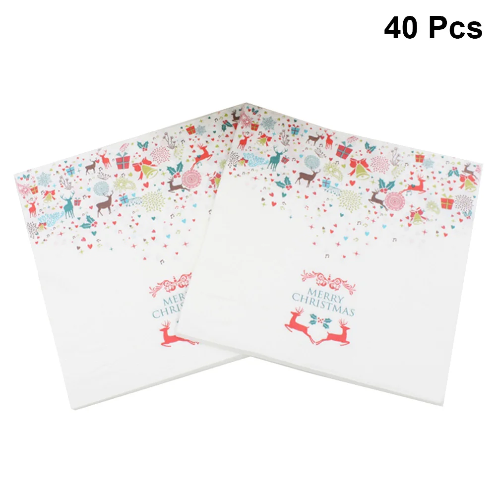 40 Pcs Napkin Christmas Tissue Paper Decor Party Dinner Napkins Flower Decorations