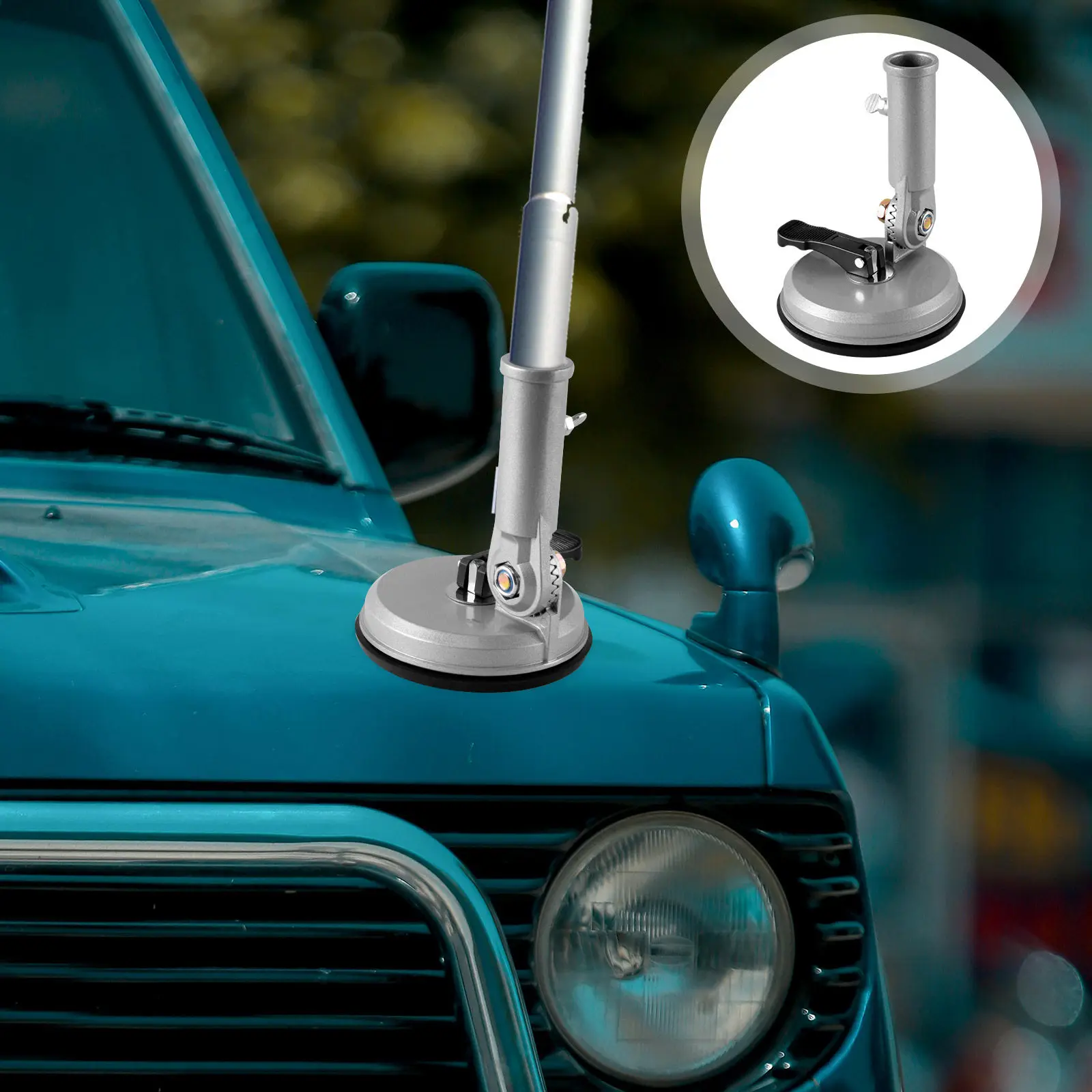 Aluminum Suction Cup Flag Pole Holder Car Mount Small Stable Flag Pole Base Vehicle Motorcycle Flagpole Support