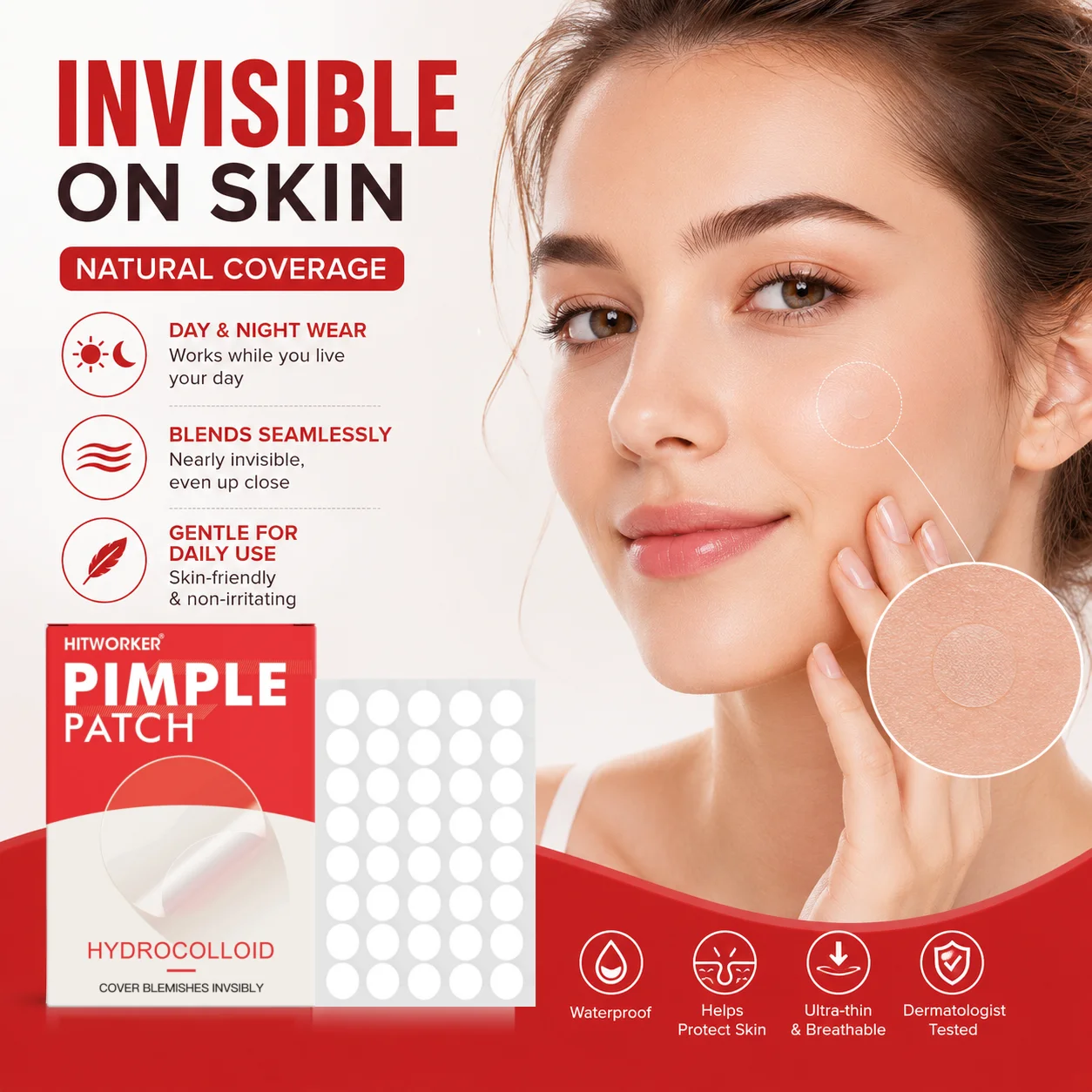 40 pieces of tea tree oil containing acne patches, water-based gel acne patches, suitable for various groups of people