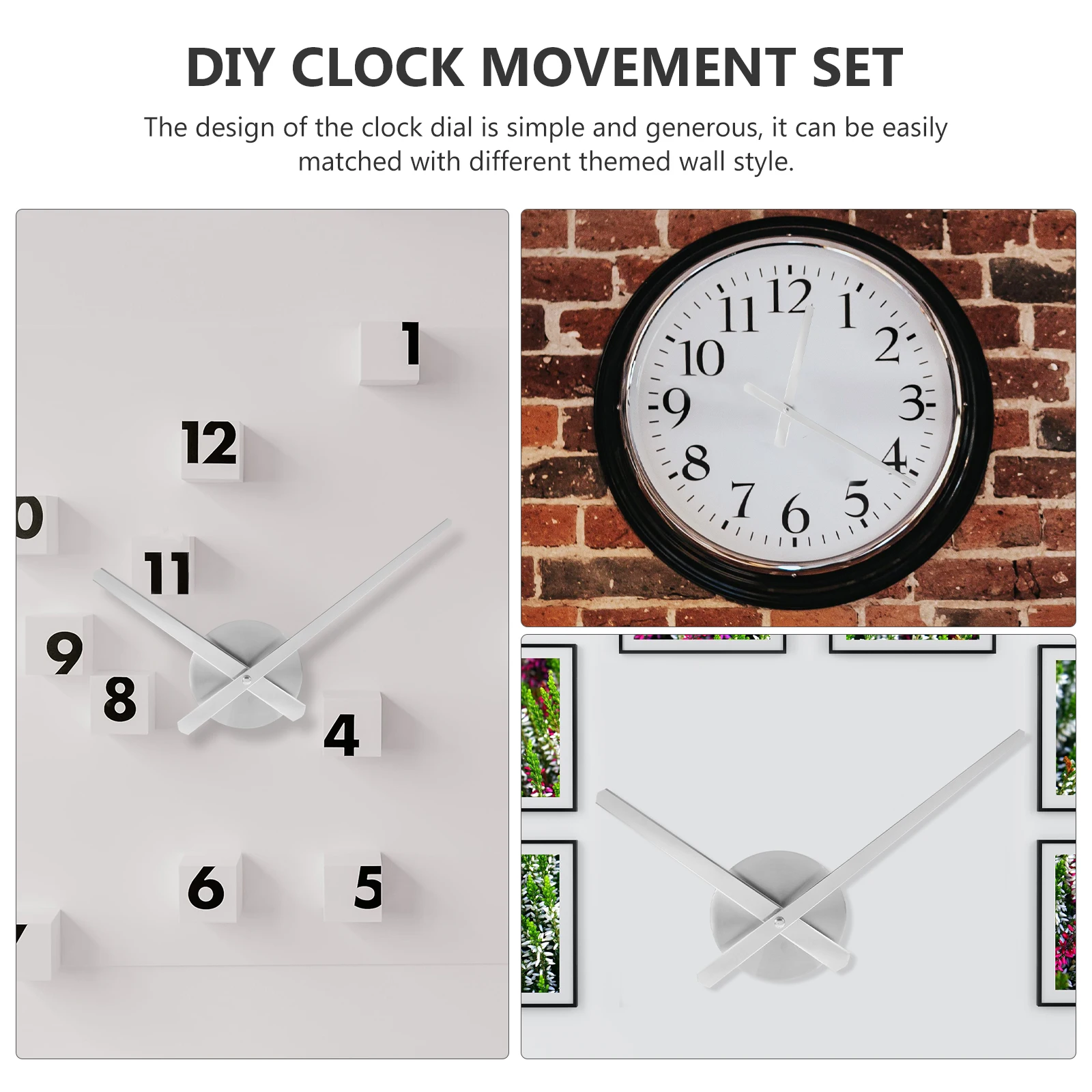 

Making Kit DIY Wall Clock Mechanism Replacement Major Movement Silver Metal Hands