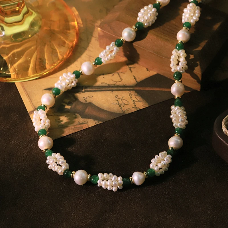 

Natural Pearl Colorful Natural Stone Necklace Handmade Design Creative Necklace Banquet Gift Women's Jewelry GN0865