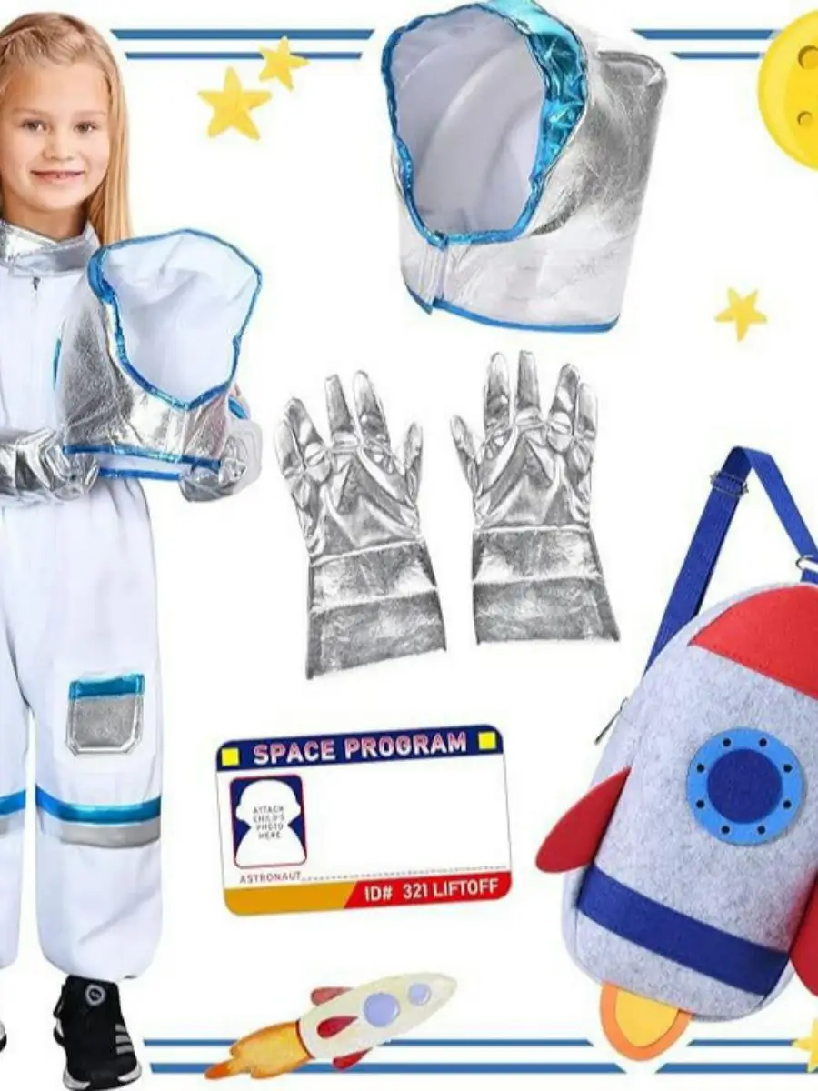 Kostium kosmonauty dla dzieci, strój astronauty na Halloween, przebranie na imprezę tematyczną, ubrania z poliestru.