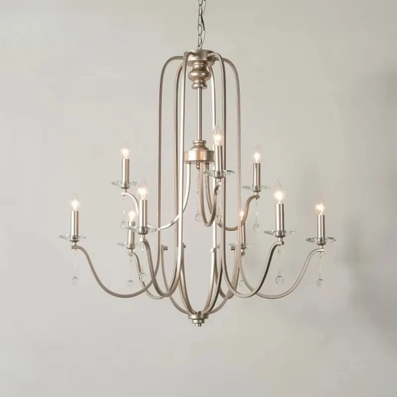 

Большая люстра для гостиной, 12 ламп, большая люстра для фойе, французский кантри, современный подвесной светильник для спальни, столовой