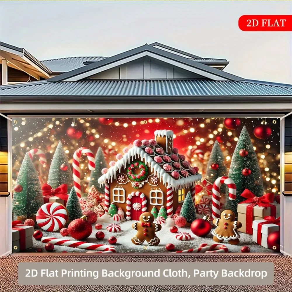 1pc supergrote peperkoekhuisachtergrond - feestdecoratie, binnen/buiten Kerstmis, bruiloft, verjaardag