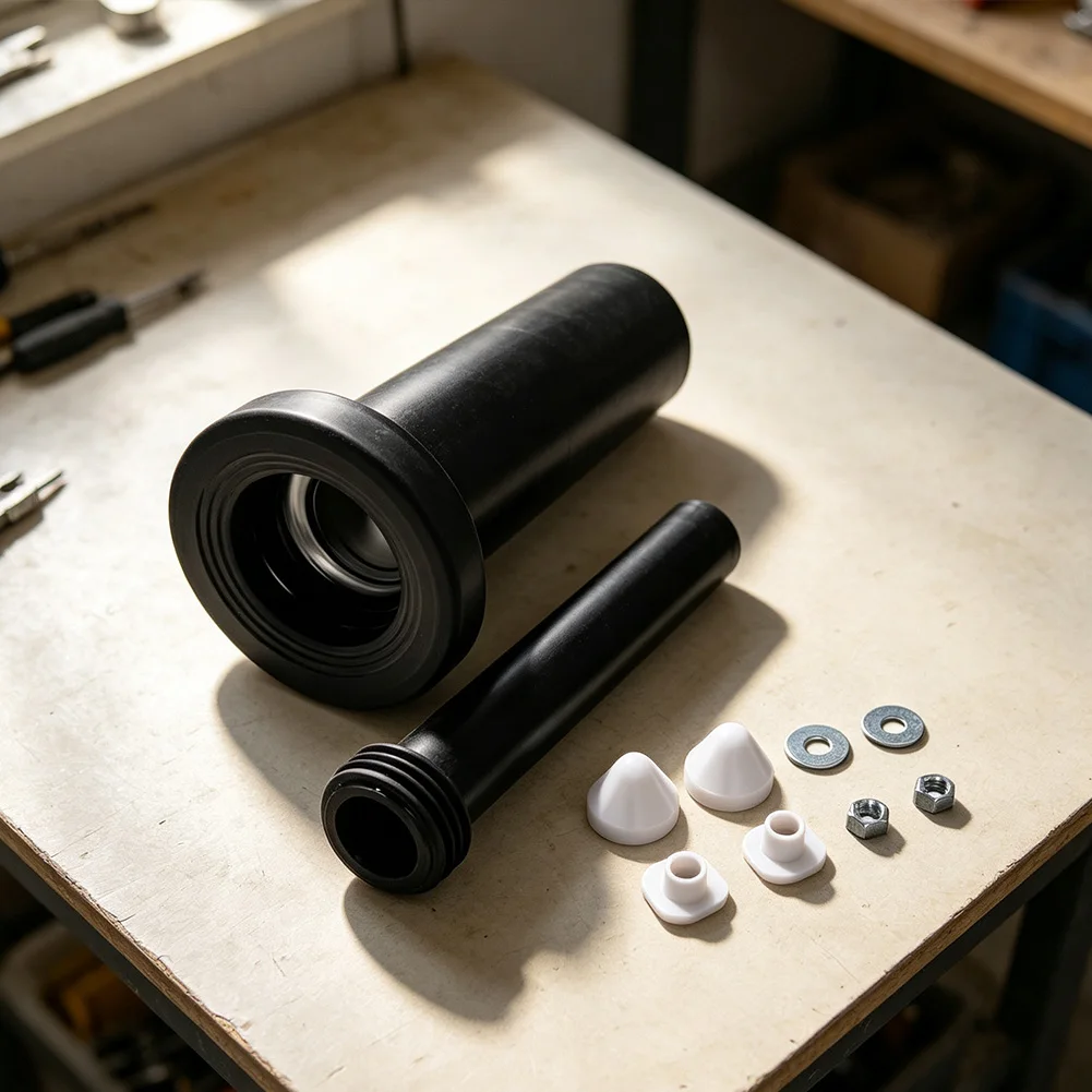 Wall Mounted Toilet Extended Flushing Pipe Connector ABS Black 31cm x 18.5cm for Concealed Cistern Installation