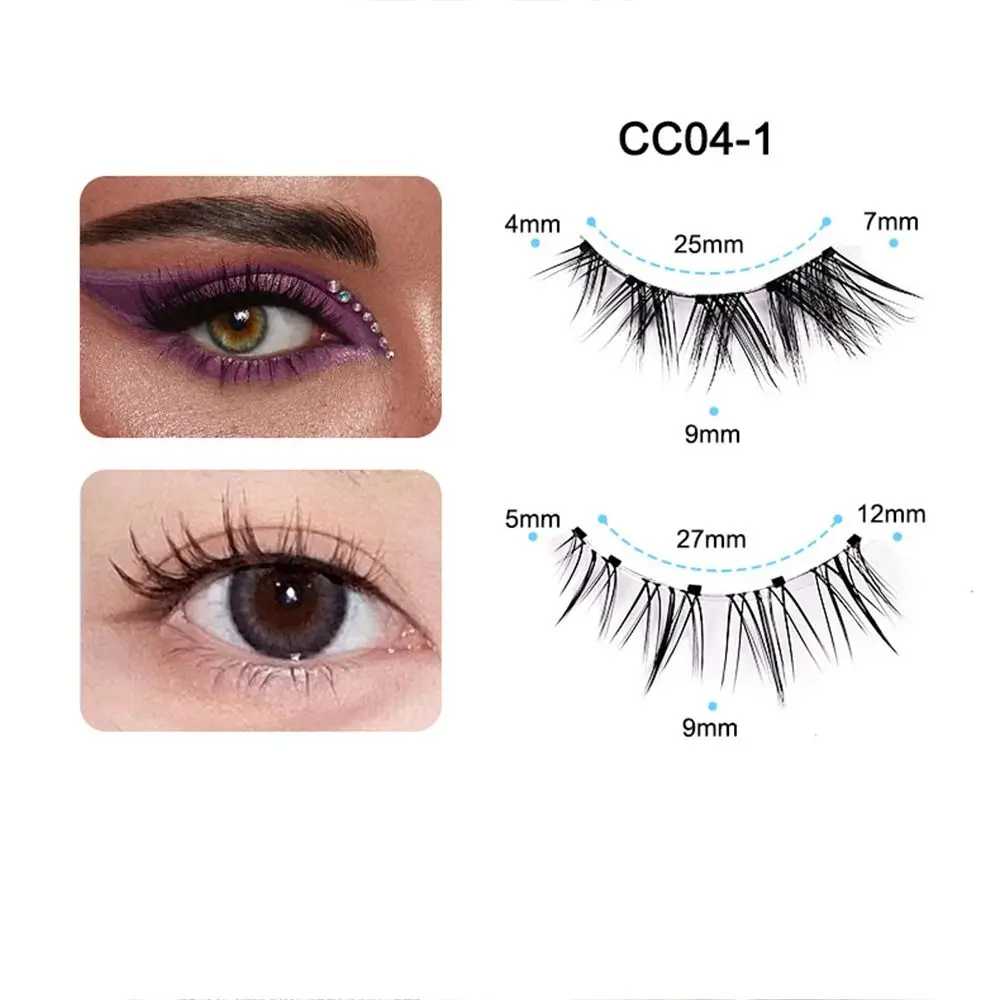 2 Pairs Handmade Magnetic Fake Lashes Natural Thick Glue-free 3D Mink Eyelashes Reusable With Tweezzer Makeup Tools Women