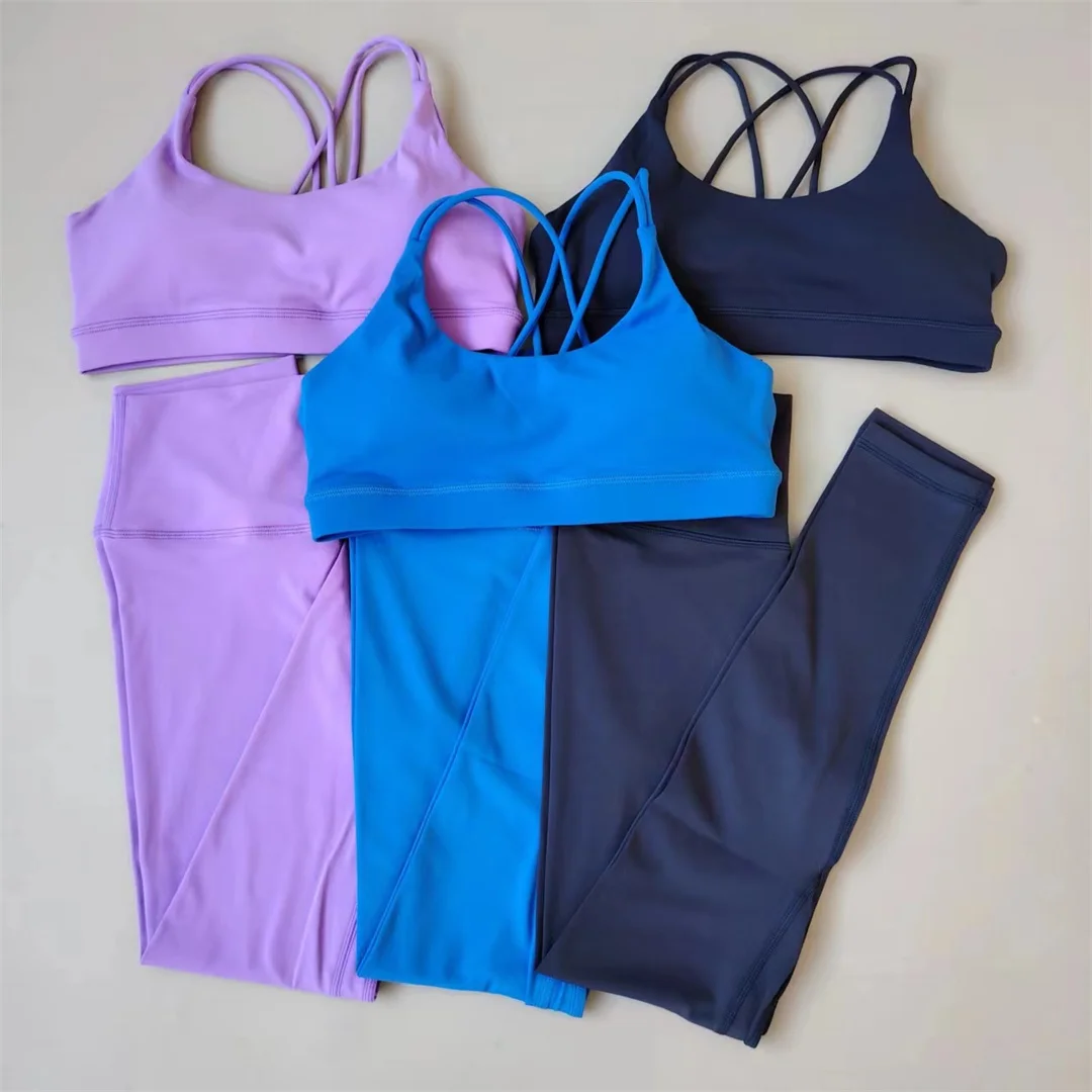 Yoga Clothing Women's Gym Suit Sportswear Running Exercise Pilates Fitness Wear Sports Bra Beautiful Back+ Leggings 2 Piece Set