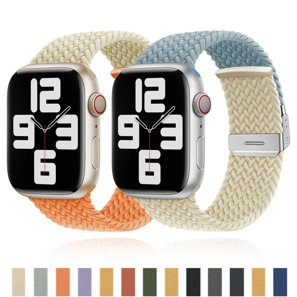 Braided Stretchy Solo Loop Strap For Apple Watch Band Ultra 49mm 40mm 41mm 46mm 44mm 45mm Elastic Bracelet iWatch 10 9 8 7 6 5SE