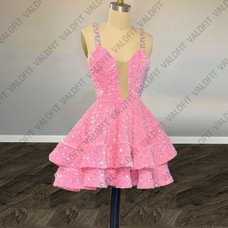 Customized Sexy Short Bling Blue Pink Prom Dresses 2025 Homecoming Graduation Cocktail Dress Vestidos De Festa