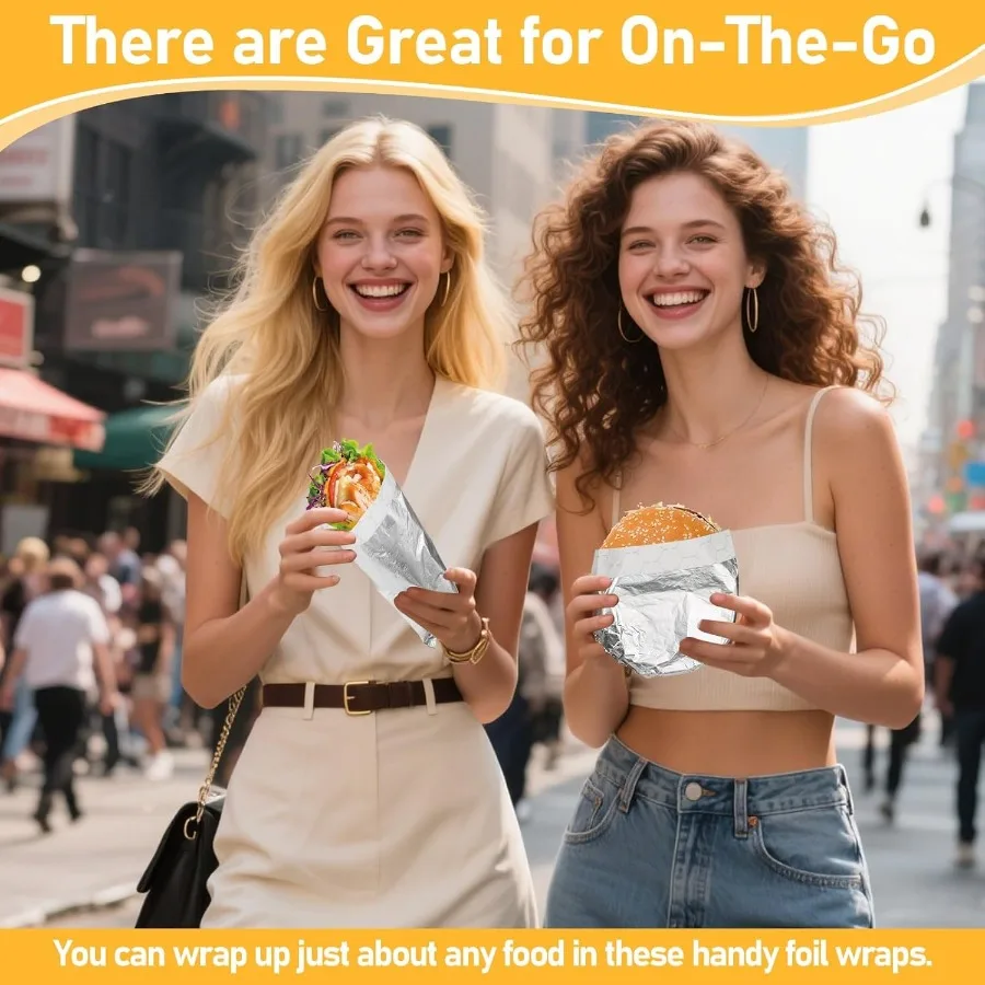 130 عبوة من ورق تغليف الساندويتش العازل من رقائق الألومنيوم مقاس 12 × 12 ورق رقائق مسبق القطع لتخزين المواد الغذائية والنقل المثالي