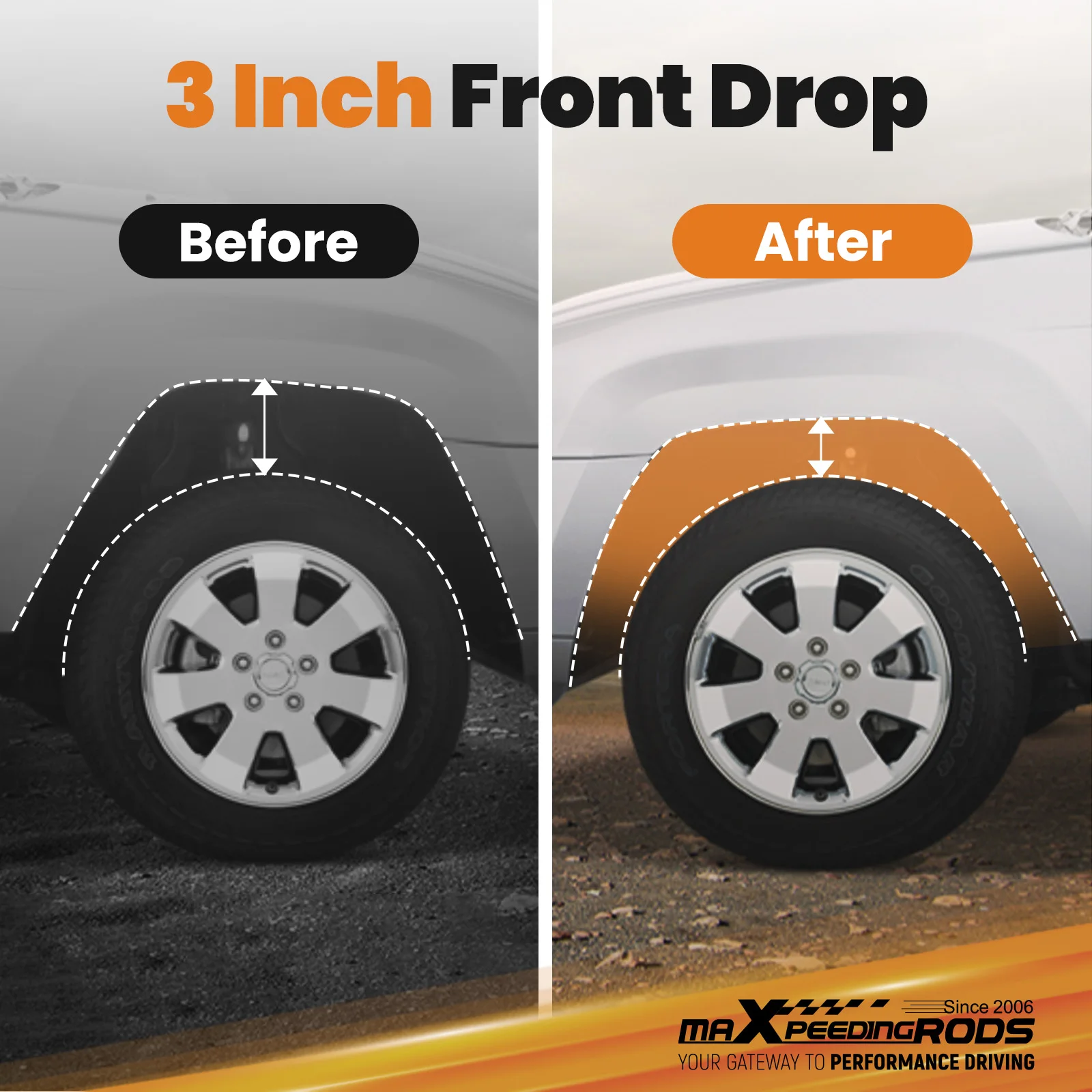 طقم خفض لفائف السقوط الأمامية مقاس 3 بوصات لسيارة تشيفي جي إم سي 1500 كلاسيك 1999-2007 V8 2WD/4WD