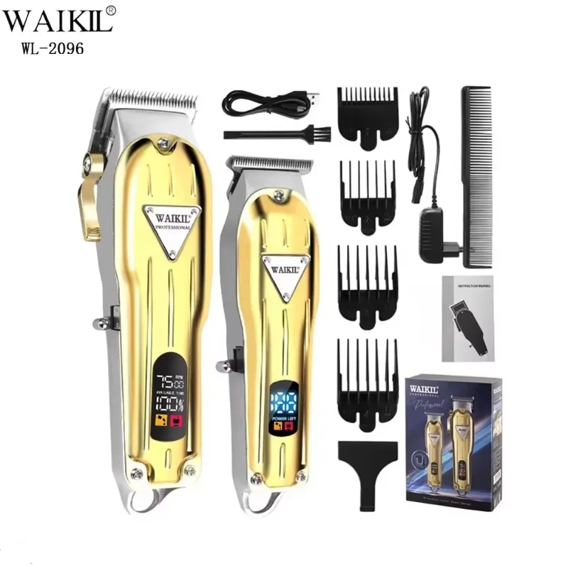 Professional Rechargeable Cordless Men Hair Cutting Kit, Electric Hair Clipper Full Set for Barber Salon Household Grooming Use