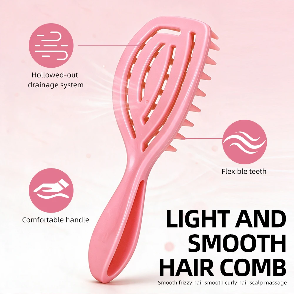 Scalp Massage Brush Portable Hollow Elastic Hair Comb Relaxing Tool for Salon Styling Home Use Solid Color Circular