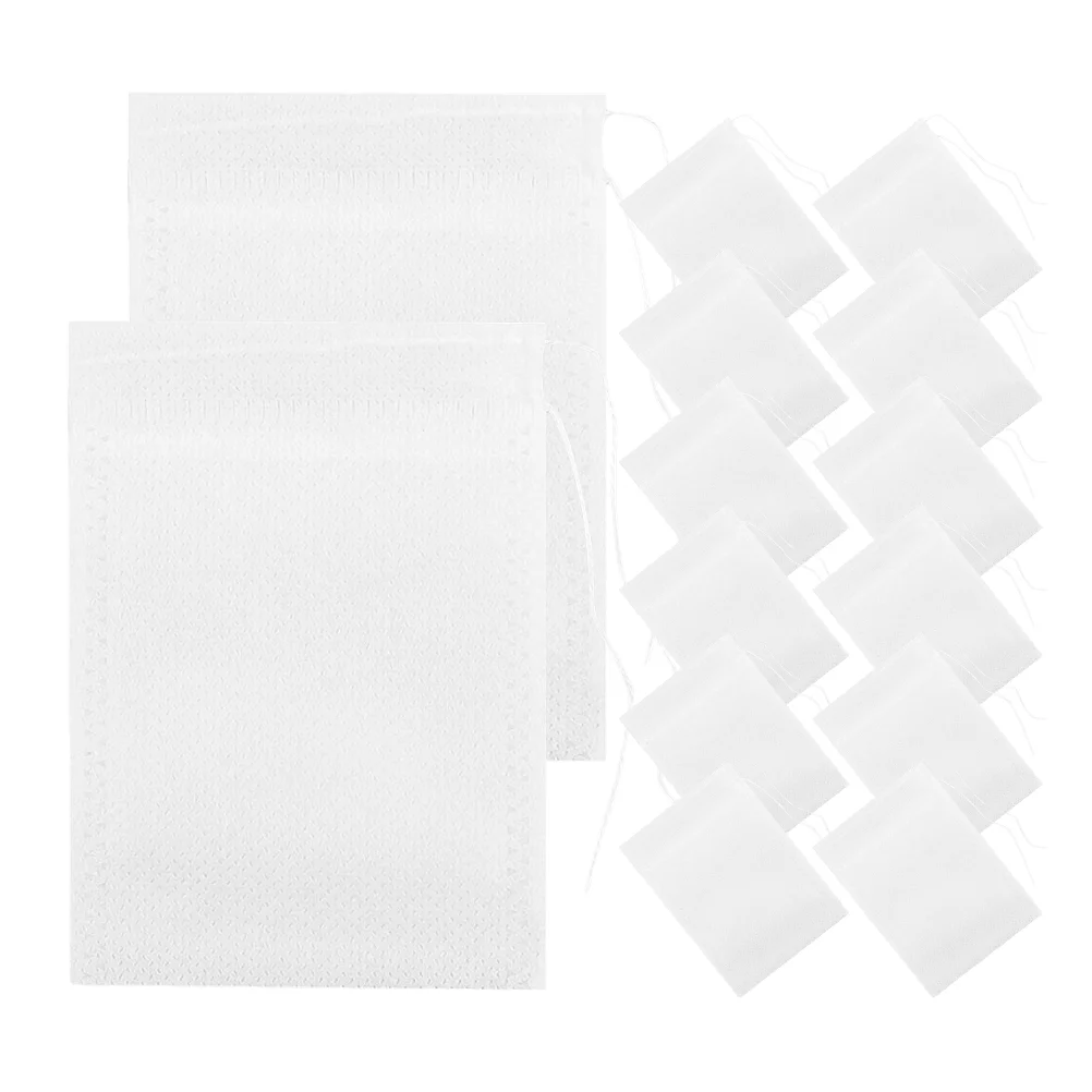 

100 Pcs Disposable Tea Bags Drawstring Seal Filter Scented White Non-woven Fabric