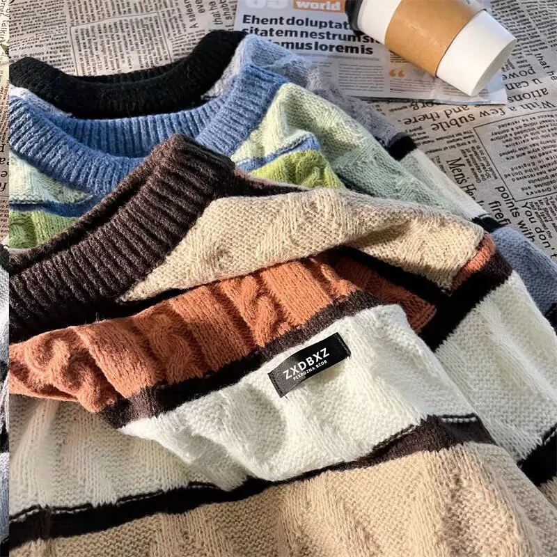 سترة رجالية محبوكة بتصميم أمريكي عتيق فضفاضة، هودي كبير الحجم مريح وقابل للتنفس للخريف والشتاء، مقاس كبير يصل إلى 250 رطلاً