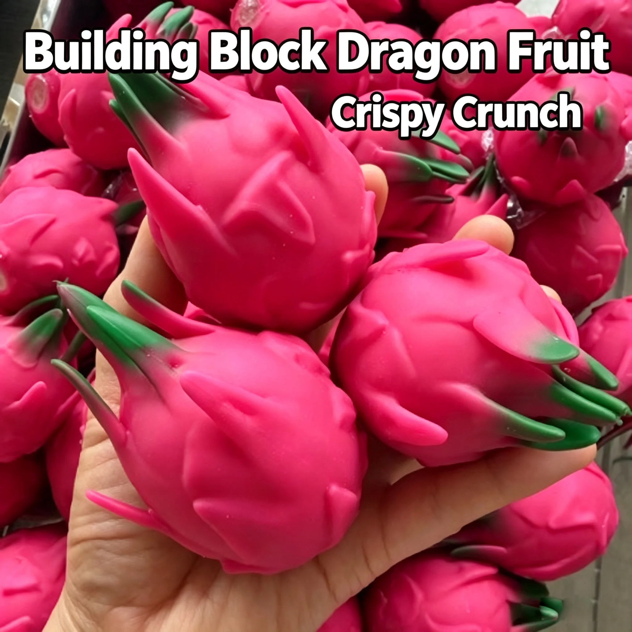 Handmade Crispy Dragon Fruit Stress Ball Fidget Toy Crunchy Squeeze Ball Round Blocks Filled ASMR Anti Stress Toys for Adults