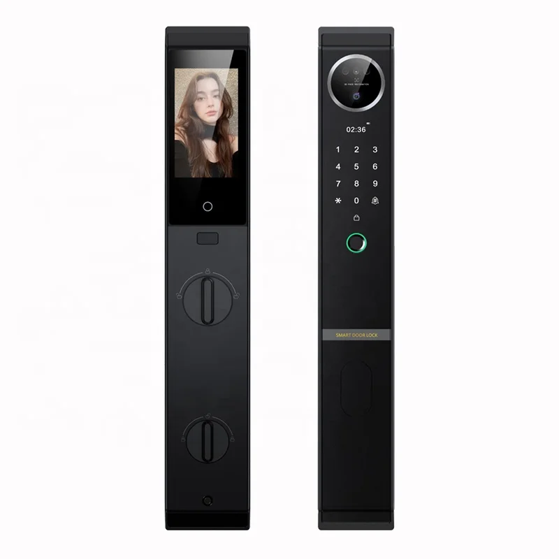 004 Factory Price Aluminum Smartphone Smart Locks Tuya Camera Digital Fingerprint Lock Smart Door Lock Wifi With 3D Face Recogni