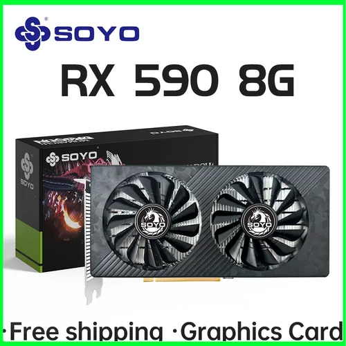 Imagen 1 del producto SOYO AMD RX 590 8GB Placa De tarjeta gráfica para videojuegos GDDR5 256Bit PCI Express 3,0 × 16 6Pin Radeon GPU serie rx590