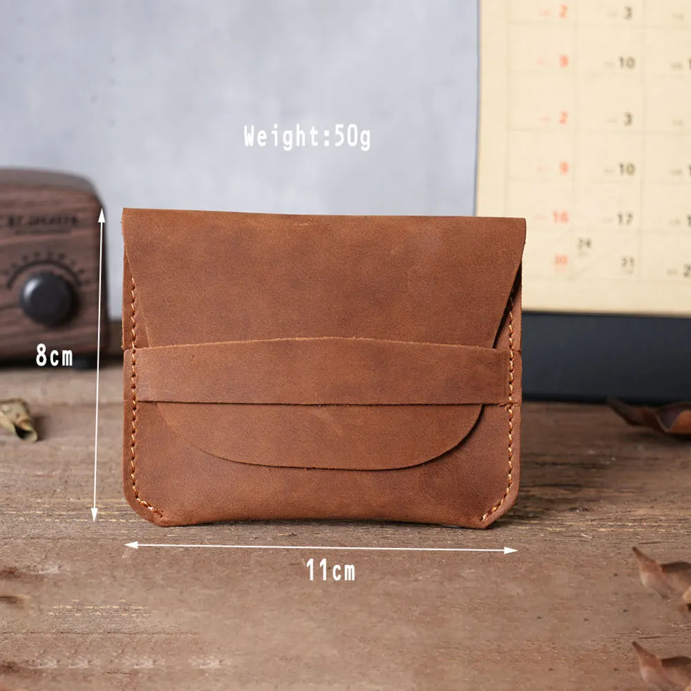 Vintage Leather Handmade Cattle Pickup Wallet Crazy Horse Leather Credit Card Holder Business Card Holder Men's Coin Purse