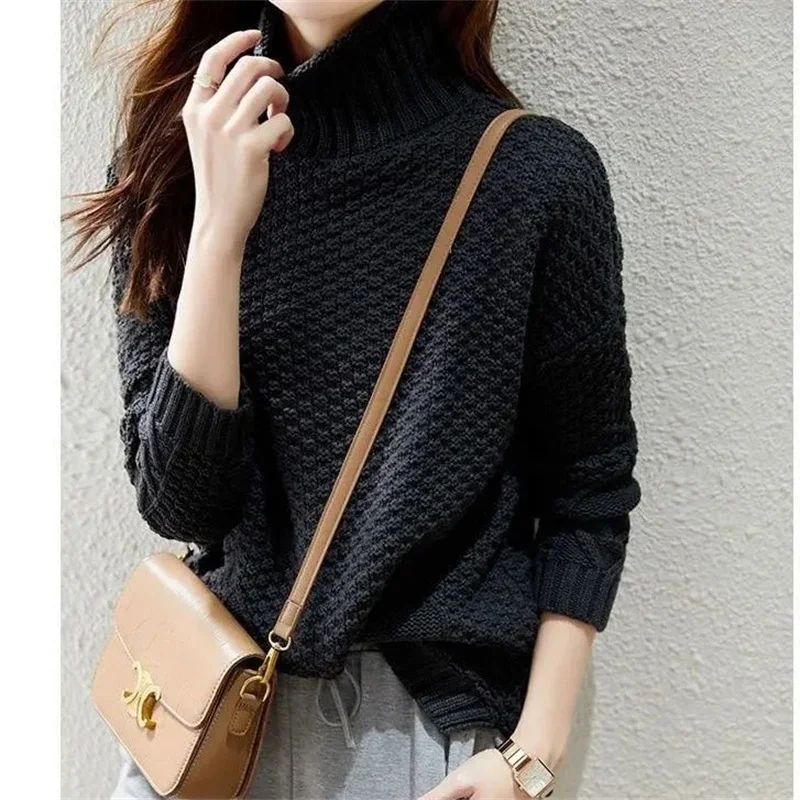

Autumn Winter Sweater Turtleneck Slim Fit Basic Pullovers 2025 Fashion Korean Knit Tops Bottoming Womens Sweater Stretch Jumpers