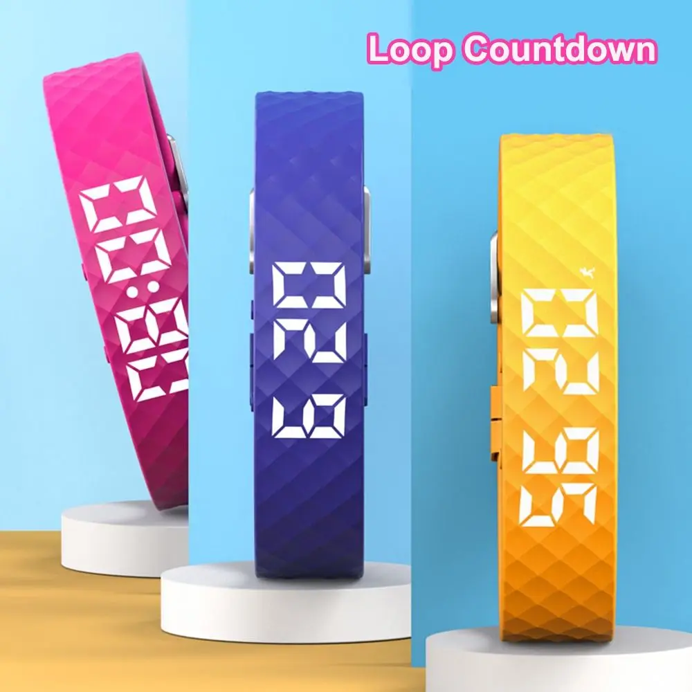LED Digital Alarm Clock Watch 8Sets Alarm Settings Adjustable Vibrating Alarm Bracelet Snooze-proof Waterproof