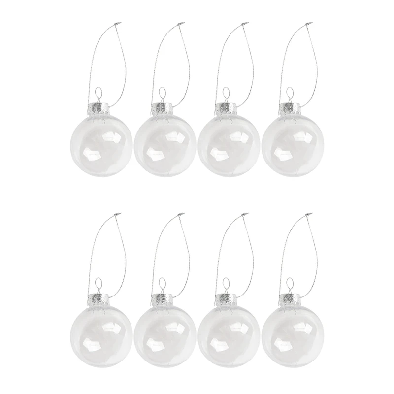 Clear DIY Baubles Shatterproof Seamless Plastic XMAS Ball Home Tree Decor Gift - 60Mm QTY:8