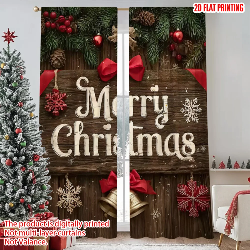 

2pcs 2D flat printing Merry Christmas Popular Drapes merry christmas2 Fabric Without Electricity Birthday Party Perfect for