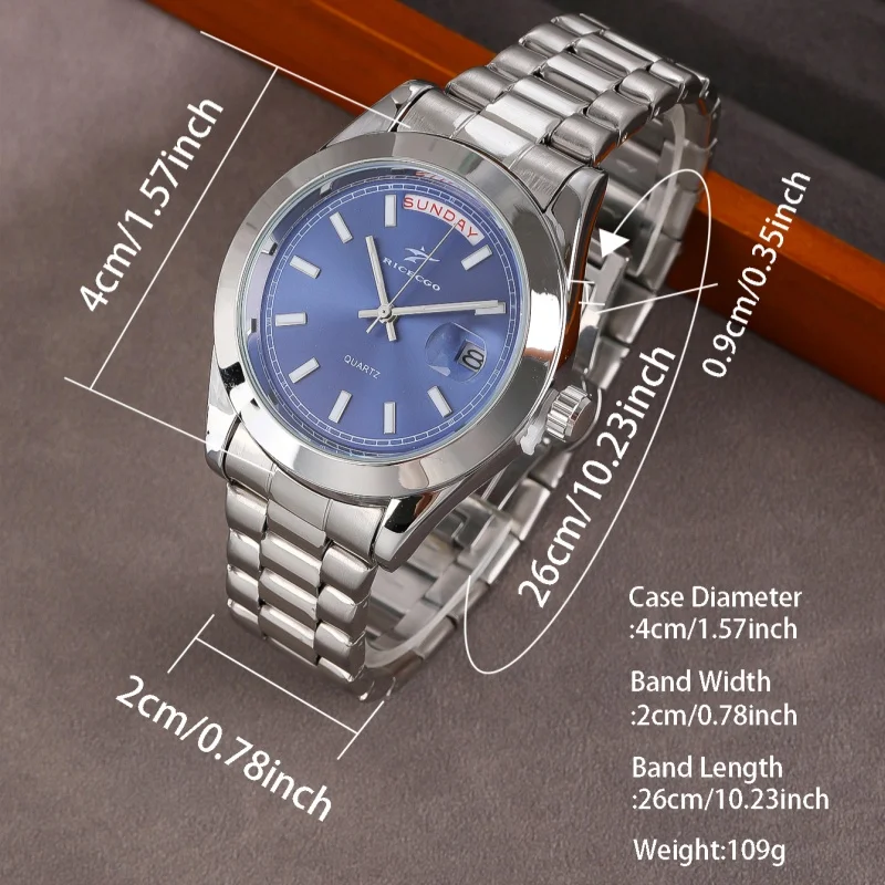 Fashion Watch Casual Clock for Men Business Daily Stainless Steel Quartz Wristwatch Clock Watch for Couples Father Gift