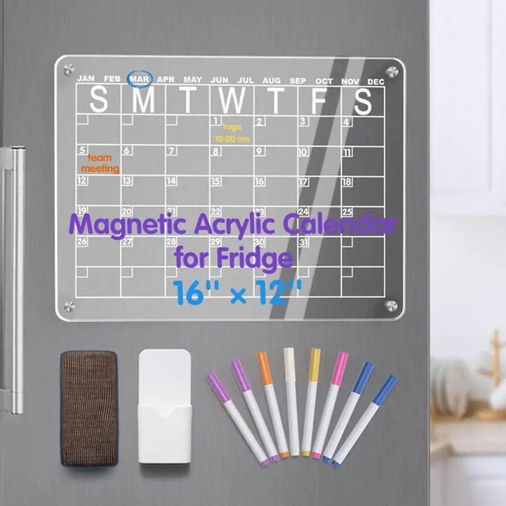 Clear Acrylic Fridge Magnet Sticker Calendar Board Planner Daily Weekly Monthly Schedule Dry Erase Board for Home School Office