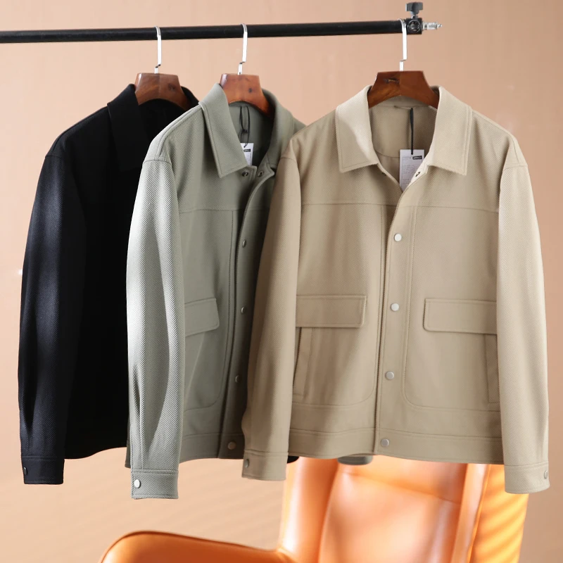 

Advanced Twill Fabric Jaet for Men Anti-Wrinkle Faionable Workwear Stand Collar Coat Durable Crisp Sle Spring Autumn
