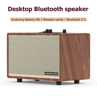 Retro Wooden Speakers 60W Vintage Portable Wireless BT Speaker with Heavy Bass Music Player 10H Long Playtime for Home, Office