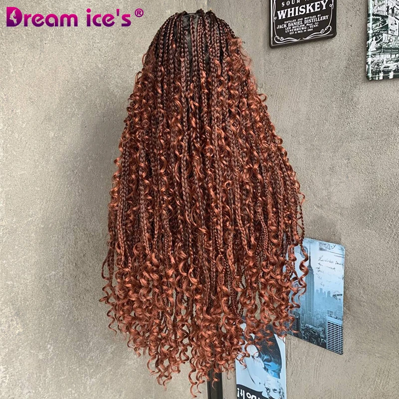 22Inches Full Lace Front Box Braided Wigs Handmade Cornrow Synthetic Hair  Heat Resistance Lace Wig African Braided Front Wigs