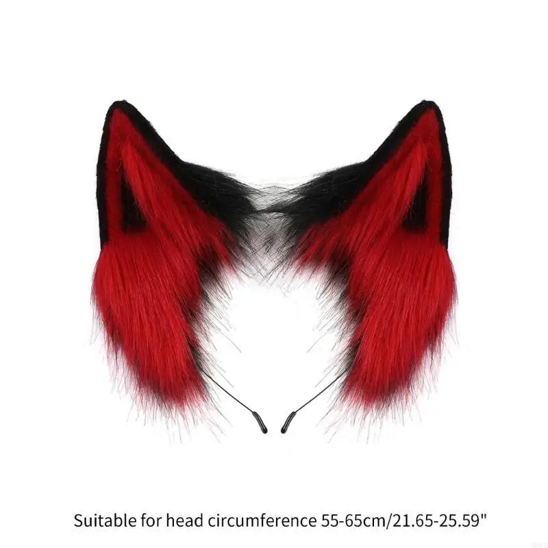 M6CD Handmade หูแมวแถบคาดศีรษะสีทึบ Furry ตุ๊กตาสัตว์ผม Hoop อุปกรณ์เสริม