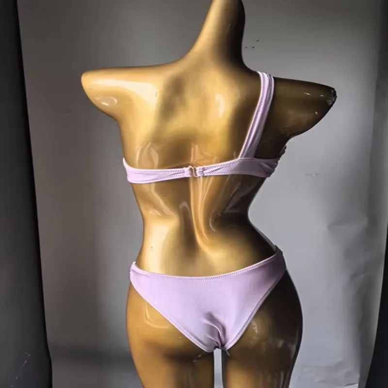 Damski strój kąpielowy bikini z kryształkami, czarno-różowy, jednoczęściowy, na plażę, do klubu nocnego, baru, dla DJ-a, do tańca na rurze, kostium sceniczny ﻿