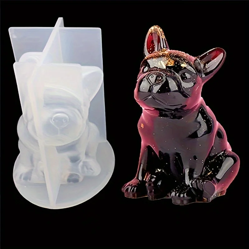 1 3D French Bulldog Silicone Mold - Perfect for Candles, Resin, Soap, and Home Decoration - DIY Craft Mold