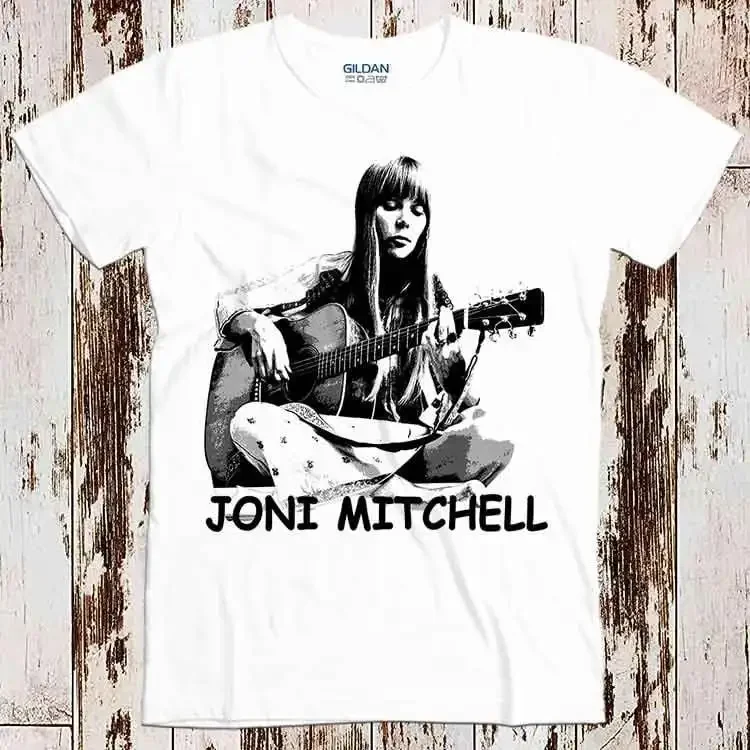 Joni Mitchell Rock T Shirt Top Vintage Retro Super Cool Ladies 8349