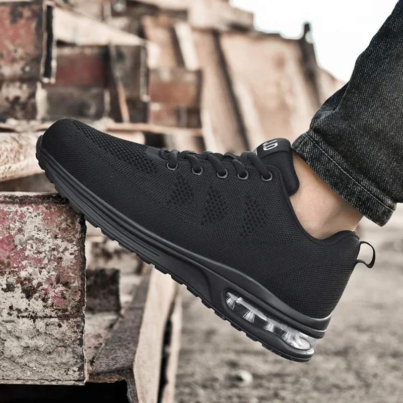 أحذية رياضية للتدريب القتالي للرجال في الهواء الطلق، أحذية أمان للعمل قابلة للتنفس مع غطاء صلب لأصبع القدم مضاد للصدمات ومضاد للثقب #4