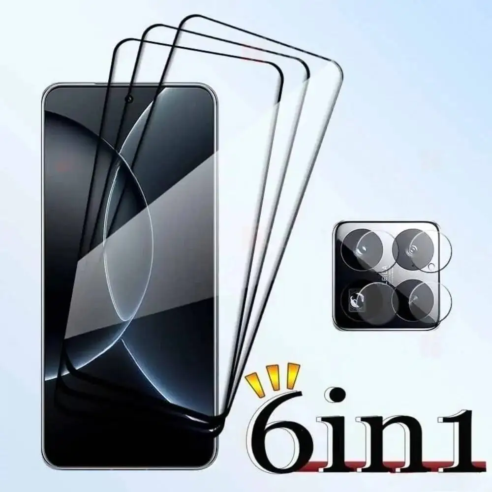 

6In1 Tempered Glass For Xiaomi 15 14 13 T 3D Hard Anti Shatter 15S Pro Soft Camera Lens Film Screen Protector