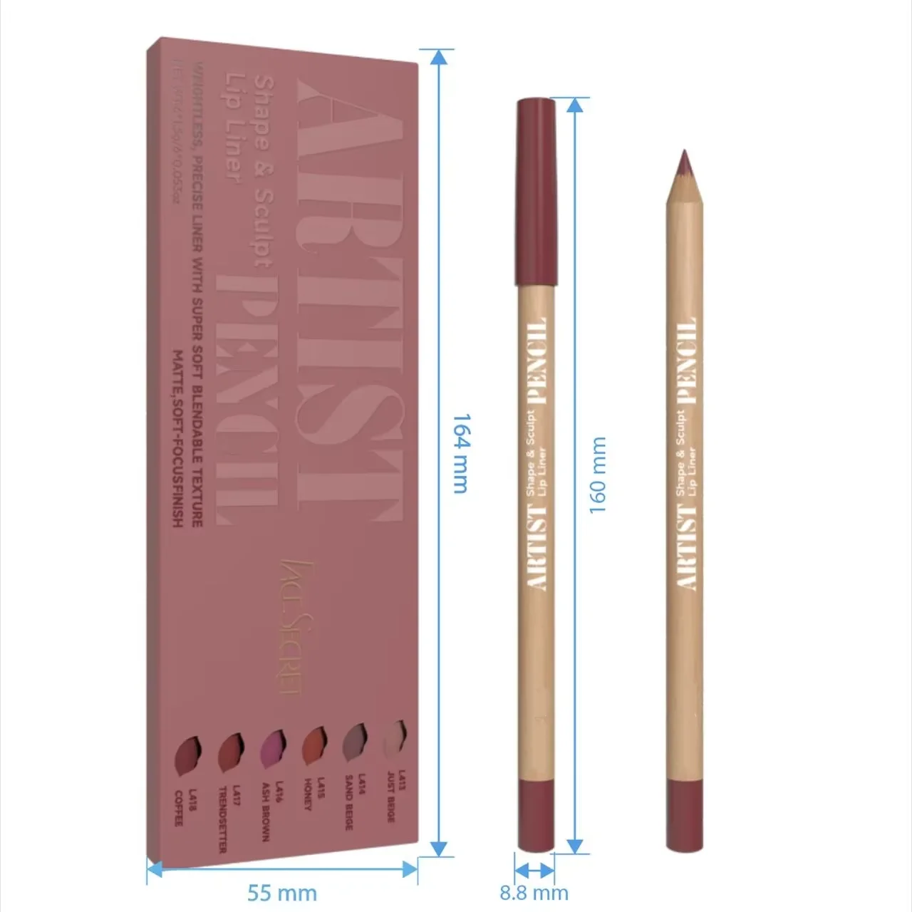 Gesicht geheime Künstler form Skulptur Lip Liner Bleistift Set, schwerelos präziser Liner mit super weicher, mischbarer Textur matt weich