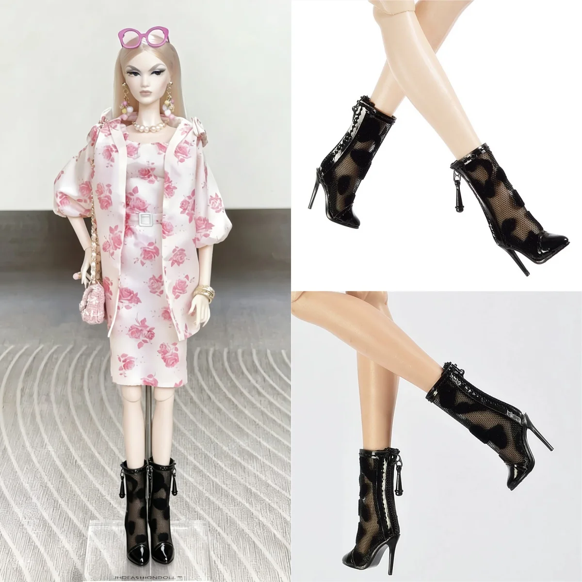 

Doll Shoes Parts 1/6 Supermodel Doll Black Polka-dot Mesh Boots Various Styles Fashion Boots For kissmela FR2 FR6.0 MUSES Babi