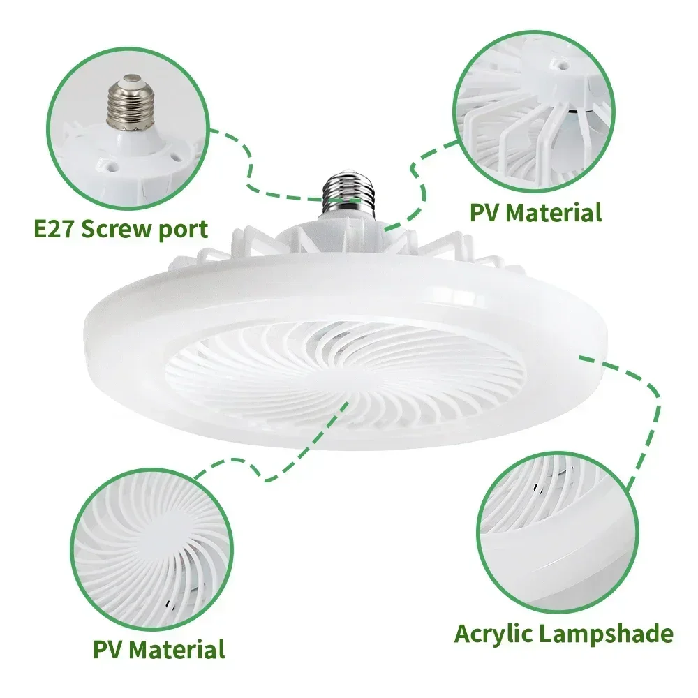 Ventilatore da soffitto con telecomando intelligente con illuminazione a LED ventilatore da soffitto con luci telecomando E27 Base convertitore per soggiorno