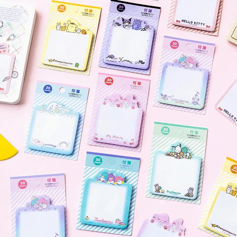 24pcs/lot Kuromi Kitty Melody Memo Pad Sanrio Pochacco Sticky Note Stationery Label Notepad Planner Sticker Post School Supplies